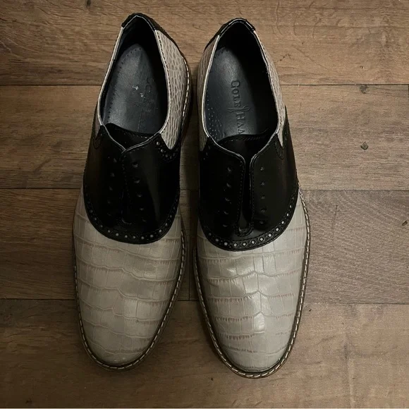 955-/Cole Haan Black:Gray Oxford Leather. Men's Dress Shoes Sz 10 Fits Like 9.5 - Picture 2 of 14